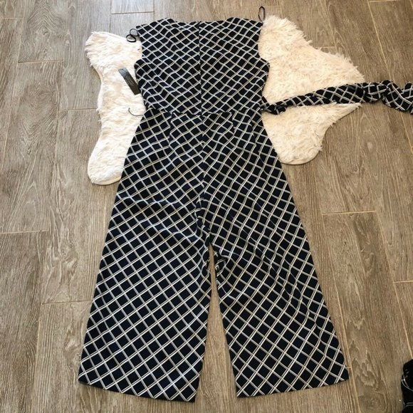 Tahari Womens Jumpsuit Blue White Diamond Stretch - Picture 4 of 7